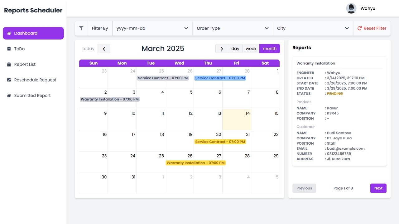 Scheduling with Reporting System